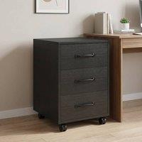 STILVORA 3 Drawer Storage Cabinet with Wheels, Black