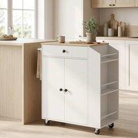 STILVORA Kitchen Trolley with Drawer & Three-Tier Spice Rack in White