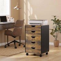 STILVORA Five-Drawer Filing Cabinet with Wheels in Brown