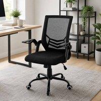 STILVORA Black Office Chair with Flip-up Armrests