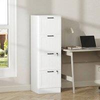 STILVORA 4 Drawer Filing Cabinet with Lock in White