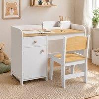 STILVORA Children's Desk & Chair Set with Storage Drawer in White