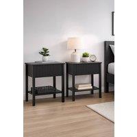Birlea Pair of Axis 1 Drawer Fluted Bedside Cabinet Chest Table Black