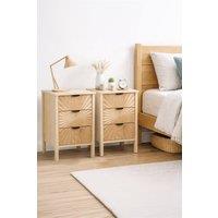 Birlea Pair Of Solstice 3 Drawer Bedside Cabinet Chest Table Light Oak in Brown