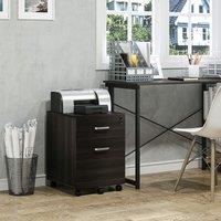 VINSETTO 2-Drawer Locking Office Filing Cabinet 5 Wheels Rolling Storage in Black