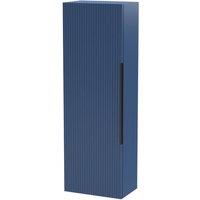 Balterley Fluted Front Wall Hung Single Door Tall Storage Unit, Black, 400mm in Blue