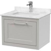 Balterley Blithbury Wall Hung 1 Drawer Vanity Basin Unit, Woodgrain, 600mm in Grey