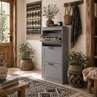 Wyld Haus Keliba Kaha Grey 3 Drawer Slim Shoe Cabinet