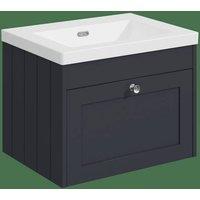 Balterley 600mm Wall Hung 1 Drawer Unit with Basin No Tap Hole - Satin Dark Grey