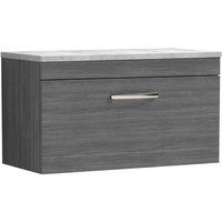 Balterley Millwich Contemporary 1 Drawer Wall Hung Vanity Unit, Black, 800mm in Grey