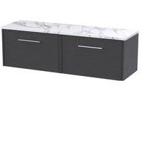 Balterley Winshill 1 Drawer Vanity Unit with Worktop, Woodgrain Dark Grey, 600mm in Grey