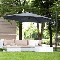 Wyld and Coco 240 cm Grey Octagonal Parasol - 360 Swivel Crank Weather-Resistant
