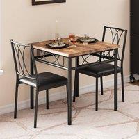 London Boutique 3PCS Dining Table Set Rectangular Kitchen Table w/2 Upholstered Chairs