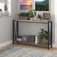 London Boutique Narrow Console Table 2-Tier Entryway Table Modern Sofa Side Table in Light Grey