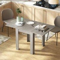 HOMCOM Folding Dining Table for 4-6, Drop Leaf Table for Small Spaces, Grey | Size: 140 cm x 80 cm
