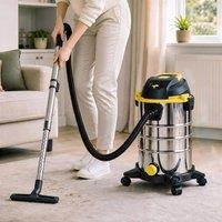 HOMCOM 1400W Vacuum Cleaner with Blowing Mode, Yellow in Silver