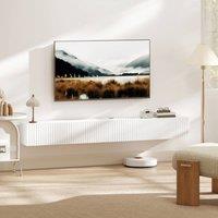 HOMCOM Wall Mount TV Stand Cabinet with Fluted Flip-Down Doors in White | Size: 180 cm