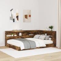 Berkfield Home Storage Headboard with Shelf Smoked oak 150 cm Engineered wood in Brown