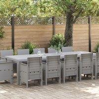 Berkfield Home 13 Piece Garden Dining Set with Cushions Light Grey Poly Rattan