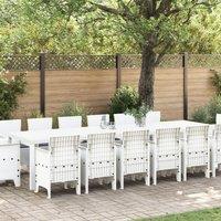 Berkfield Home 15 Piece Garden Dining Set with Cushions White Poly Rattan