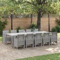 Berkfield Home 11 Piece Garden Dining Set with Cushions Light Grey Poly Rattan