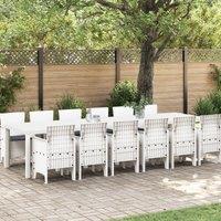 Berkfield Home 13 Piece Garden Dining Set with Cushions White Poly Rattan