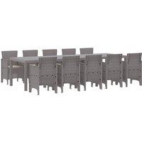 Berkfield Home 11 Piece Garden Dining Set with Cushions Light Grey Poly Rattan