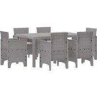 Berkfield Home 7 Piece Garden Dining Set with Cushions Light Grey Poly Rattan