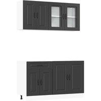 Berkfield Home 4 Piece Kitchen Cabinet Set Kalmar Black Engineered Wood