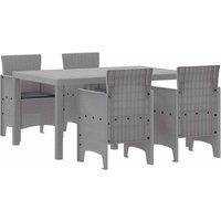 Berkfield Home 5 Piece Garden Dining Set with Cushions Light Grey Poly Rattan