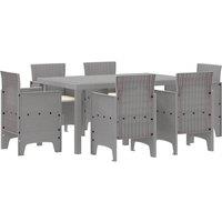 Berkfield Home 7 Piece Garden Dining Set with Cushions Light Grey Poly Rattan