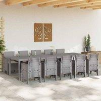 Berkfield Home Modern 11 Piece Garden Dining Set with Cushions Light Grey Poly Rattan