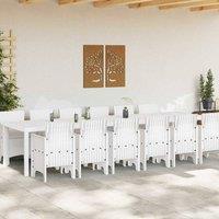 Berkfield Home White 13 Piece Garden Dining Set with Cushions White Poly Rattan