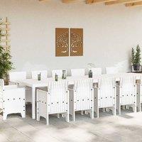 Berkfield Home White 15 Piece Garden Dining Set with Cushions White Poly Rattan