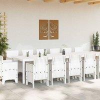Berkfield Home White 15 Piece Garden Dining Set White Poly Rattan