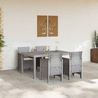 Berkfield Home Modern 5 Piece Garden Dining Set with Cushions Light Grey Poly Rattan