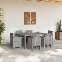 Berkfield Home Modern 7 Piece Garden Dining Set with Cushions Light Grey Poly Rattan