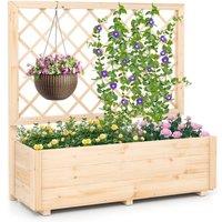 Gymax Raised Garden Bed With Lattice Trellis 104CM Tall Elevated Planter Box in Natural | Size: 9.5kg