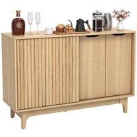 Gymax Fluted Sideboard Buffet Cabinet For Entryway Dining Room Sliding Door in Natural