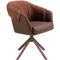 Angel Cerda Leatherette Swivel Dining Chair with Fabric Backrest in Brown