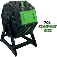 KORVIXA Garden Compost Bin 70L Rotating Tumbler in Black | Size: 100 cm