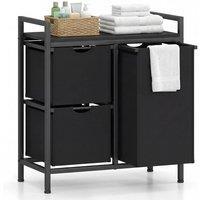 KORVIXA Freestanding Laundry Hamper with 3 Sections Laundry Sorter in Black | Size: 100 cm x 100 cm