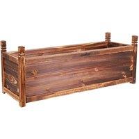 KORVIXA Large 90CM Long Deep Garden Planter Trough Wood Raised Bed Pot in Brown | Size: 1.25kg