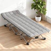 KORVIXA Foldable Adult Lightweight With Mattress in Grey | Size: Single