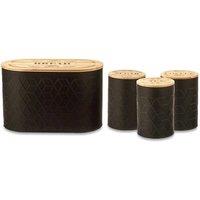 FLAVORA 4PC Airtight Bread Bin & Tea Coffee Sugar Canister in Black | Size: 0.6m2