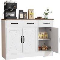 NESTLUNE Kitchen Cabinet with 3 Drawers & 3 Doors Wooden Storage in White | Size: 100 cm x 15 cm