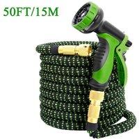 NESTLUNE 50FT Heavy Duty Expandable Garden Hose Flexible Water in Green | Size: 1.25kg