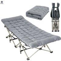 NESTLUNE 190*71CM Single Folding Bed & Mattress Guest Bed in Grey