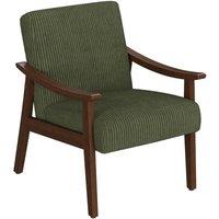 KORVIXA Mid-Century Modern Corduroy Upholstered Accent Chair in Dark Green | Size: 100 cm x 15 cm