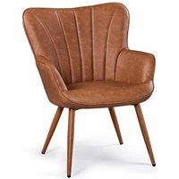 KORVIXA PU Leather Accent Chair Modern Armchair in Brown | Size: 100 cm x 100 cm